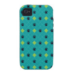 Green Argyle Paw Prints Case-Mate iPhone 4 Cases