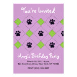 Green Argyle Paw Prints Personalised Announcements