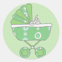 Green Baby Carriage Sticker