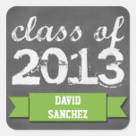 Green banner ribbon chalkboard graduation class of stickers