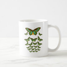 Green Birdwing Butterflies Swarm Upward Coffee Mugs