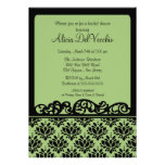 Green & Black Damask Bridal Shower Invitation