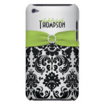 Green, Black, Silver Damask iPod Touch Case