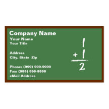 Green Blackboard with Simple Addition Business Card Template