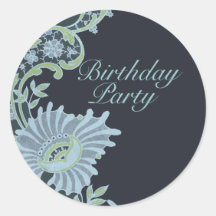Green & Blue Lush Floral Birthday Sticker
