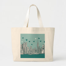 Green-blue NYC valentine Bags