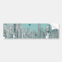 Green-blue NYC valentine Bumper Sticker