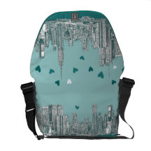 Green-blue NYC valentine Courier Bags