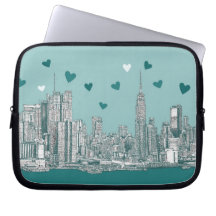 Green-blue NYC valentine Laptop Computer Sleeve