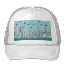 Green-blue NYC valentine Trucker Hat