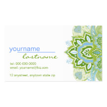 Green Blue Paisley Business Card Template