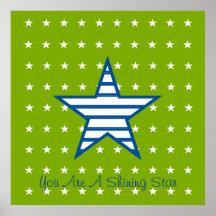 Green Blue White Stars & Stripes Gifts Print
