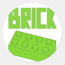 Green Brick by Customize My Minifig Round Stickers
