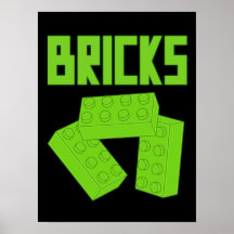 Green Bricks by Customize My Minifig Posters