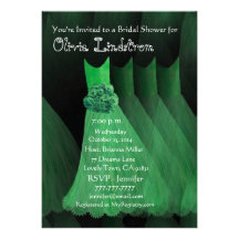 GREEN Bridesmaid Dresses Bridal Shower Metallic Personalised Invites