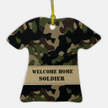 Green / Brown Military Camouflage - Welcome Home! Christmas Tree Ornaments