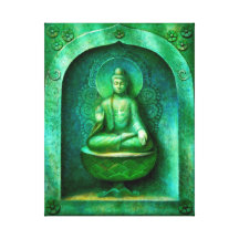 "Green Buddha" Wrapped Canvas Print