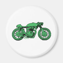 Green Cafe Racer Vintage Motorcycle Magnets
