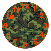 Green Camo Clock With Numbers