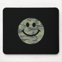 Green Camo Smiley Face Mousepad