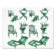 Green chairs photo print