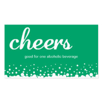 Green cheer bubble wedding custom bar drink ticket business cards