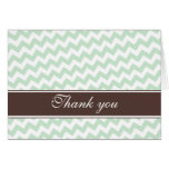 Green Chevron Brown Stripe custom Thank You Cards