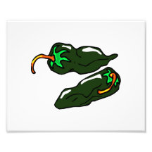 Green chilis two peppers loose photographic print