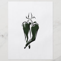 Green chilli pepper two dancing abstract full colour flyer
