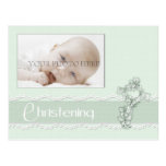 Green Christening Photo Postcard