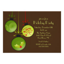 Green Christmas Ornament Holiday Party Invitation