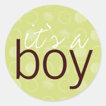 Green Circles Its a Boy Round Stickers