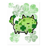 Green Clover Cat Postcard