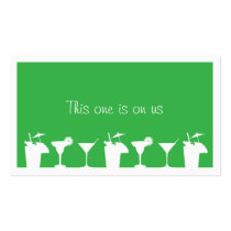 Green cocktail wedding event custom drink ticket business cards