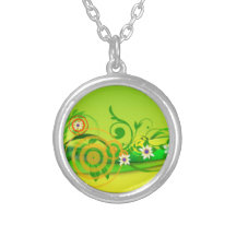 green colourful flower background necklace