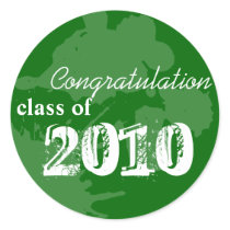 Green congratulation class of graduation gift tag stickers