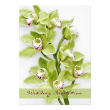 Green Cymbidium Orchid Wedding Invitation 5x7 Size