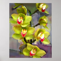 Green Cymbidium Orchids Print