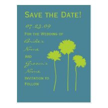Green Daisy Save the Date Post Card