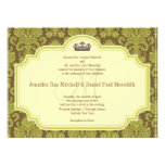 Green Damask And Monogram Wedding Invitations invitations