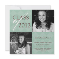 Green diamond square photo graduation announcement invitations