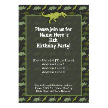 Green Dinosaur Birthday Invitation