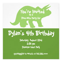 Green Dinosaur Birthday Party Invitations
