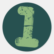 Green Distressed Number One Sticker