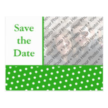 Green Dots Wedding Save the Date Photo Postcard