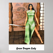 Green Dragon Lady Posters