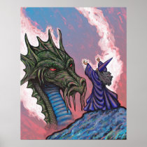 Green Dragon Wizard Posters
