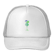 green drink glass w blue umbrella beach graphic.pn hats