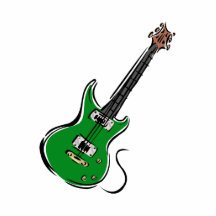 green electric guitar music graphic.png photo sculptures