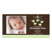 Green Elephants Baby Boy Birth Annoucement Customised Photo Card